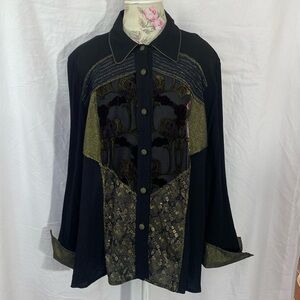 Tommy n loulou Button Up Shirt Padded Shoulders 1X